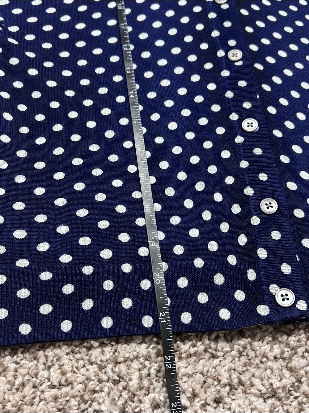 J. Crew Women’s Carolyn Cardigan Navy White Polka-Dot 100% Merino Wool sz Med - Picture 13 of 14